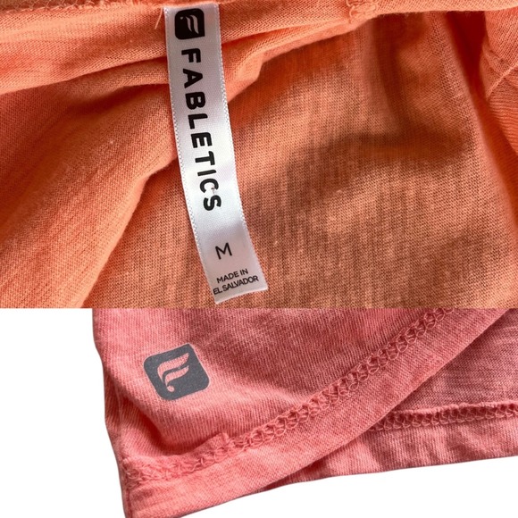 Fabletics Women's Med. Coral Flamingo Twist Switch Back Long Sleeve Tee Athletic - Picture 3 of 16